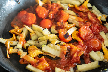 fried vegetables on the pan