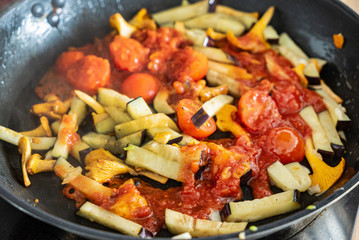 fried vegetables on the pan