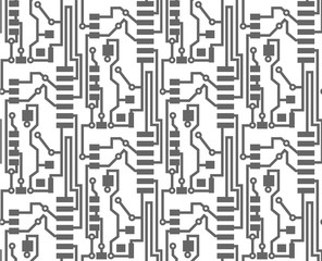 Vector naadloze achtergrond van elektrisch circuit. Computer printplaat patroon - vector naadloze textuur. Printplaat patroon.