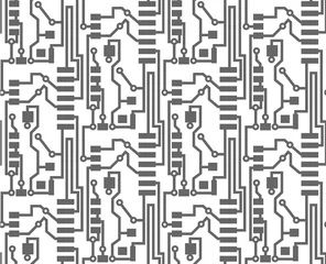 Behang Vector naadloze achtergrond van elektrisch circuit. Computer printplaat patroon - vector naadloze textuur. Printplaat patroon. © Strajinsky