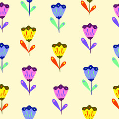 flat color blooming floral repeated pattern for wallpaper, paper wrapping, background, decoration - 339129506