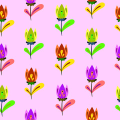 pink flat color floral in seamless pattern for wallpaper, background, paper wrapping, decoration - 339129514