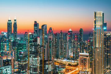 Obraz premium DUBAI - Amazing view on Dubai city center skyline, United Arab Emirates
