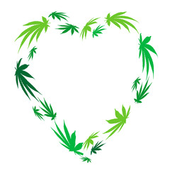 heart made of hemp leaves