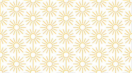 Sun seamless pattern with line icons. Sunny summer background for baby fabric, skin care cream with spf brochure abstract backdrop