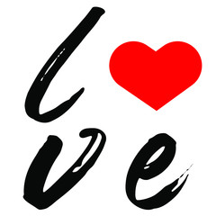 Decorative vector with text "love" and a heart shape as the "o" letter.  