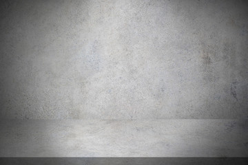 Dark vintage cement or concrete wall and floor background. Can be use for display products, room, interior, graphic design or wallpaper. Copy space for text.