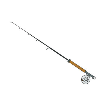 telescopic fishing rod. illustration for web and mobile design.