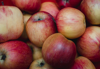 Lots of red and yellow apples
