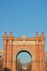 Fototapeta na wymiar The Arc de Triomf or Arco de Triunfo in spanish, is a triumphal arch in the city of Barcelona in Catalonia, Spain.
