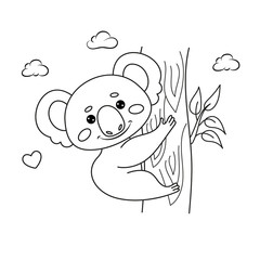 Coloring page with a koala.