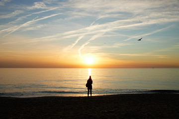 The beach of Barceloneta of Barcelona, Spain