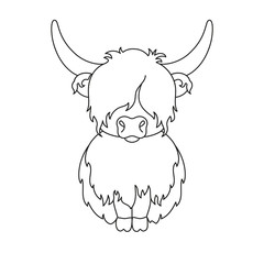 Ox outline drawing icon. Coloring page.