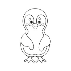 Cute penguin outline drawing. Coloring page.