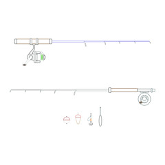 fishing rods and accessories. illustration for web and mobile design.