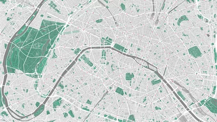 Tuinposter Detailed map of Paris, France © Metromaps