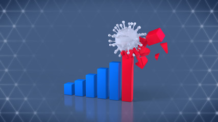 Coronavirus economy crisis concept. 3D render