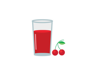 Cherry juice in a glass. Vector icon.