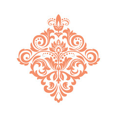 Damask graphic ornament. Floral design element. Pink vector pattern