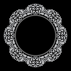 Decorative frame Elegant vector element for design in Eastern style, place for text. Floral grey border. Lace illustration for invitations and greeting cards