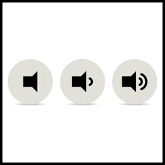 Sound increase icon on a white background with shadow.