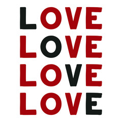 Love Vector saying. White isolate