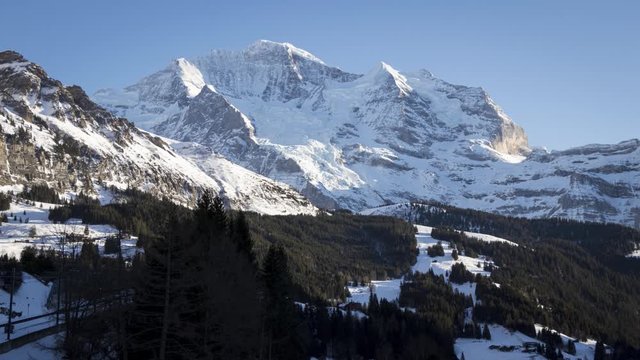 Big Jungfrau Mountain Top of Europe Wide Landscape View
