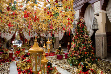 Beautiful golden arrangement in outdoor garden