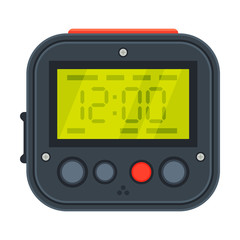 Digital Alarm Clock, Modern Electronic Time Measuring Instrument Vector Illustration