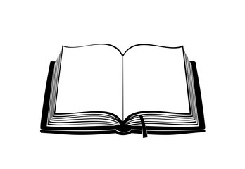 Open book icon. Black and white design. Vector illustration.