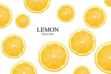 
Creative layout of lemon on the white background. Flat lay, food concept. Citrus concept, copy space
