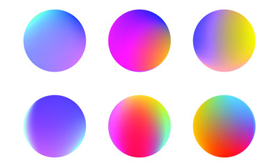 Set of round Vector Gradient. Multicolor Sphere. Modern abstract background texture. Template for design. Isolated objects