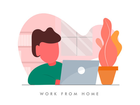 Working from home in quarantine. Vector Illustrations of Working at Home Concept. People at Home.
