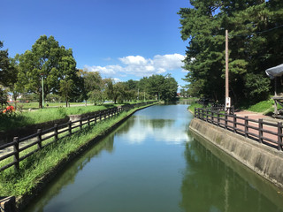 Fototapeta premium Waterway to the pond in Tennogawa Park