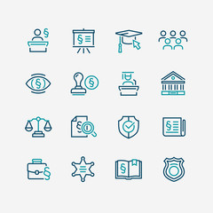 Lawyer and business vector icon set