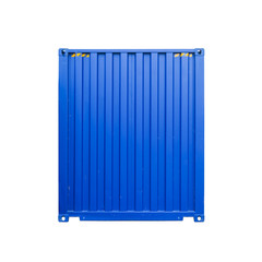 Blue standard cargo container isolated on white