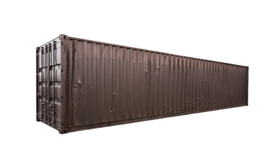 Dark brown cargo container isolated on white