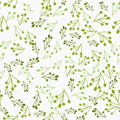 Seamless pattern with twigs and branches. Floral vector background.