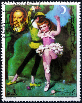 Postage stamp Paraguay 1980 Painting of Young Ballerina by Cydne