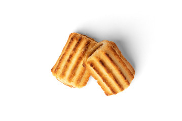Shortbread cookies with jam isolated on white background.