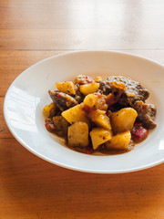meat stew with potatoes and bell pepper