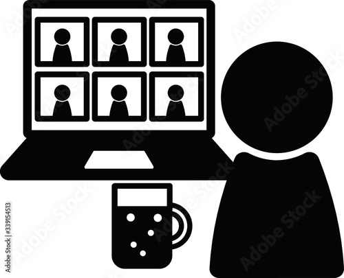 オンライン飲み会のアイコン イラスト テレビ電話 Wall Mural Yugoro