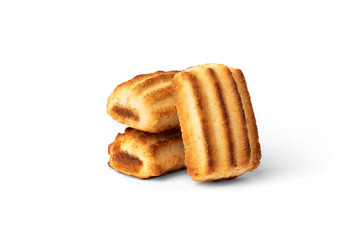 Shortbread cookies with jam isolated on white background.