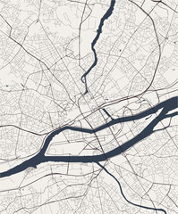 map of the city of Nantes, France - obrazy, fototapety, plakaty