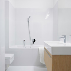 Simple designed bathroom with bathtub