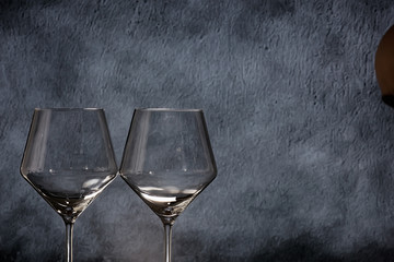 empty glasses gray background