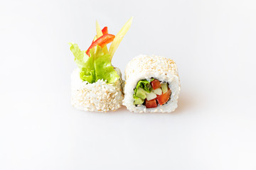 sushi on a white background