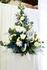 Cute.Beautifull white wedding setup detail