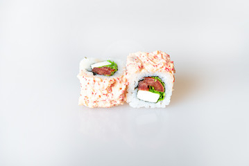 sushi on a white background