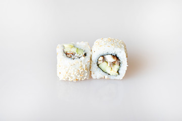 sushi on a white background
